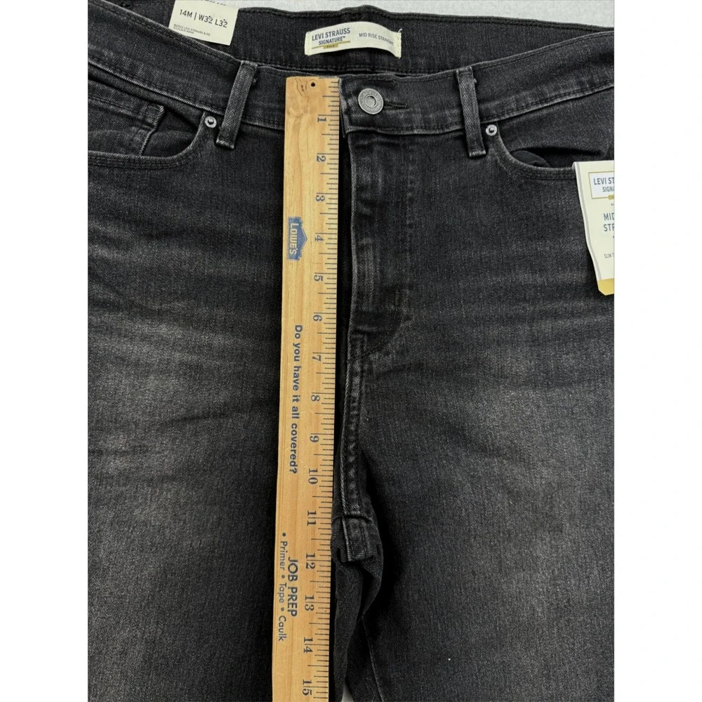 Levi Strauss Signature Gold Mid Rise Straight Jeans Dark Gray 14M W32 x L32